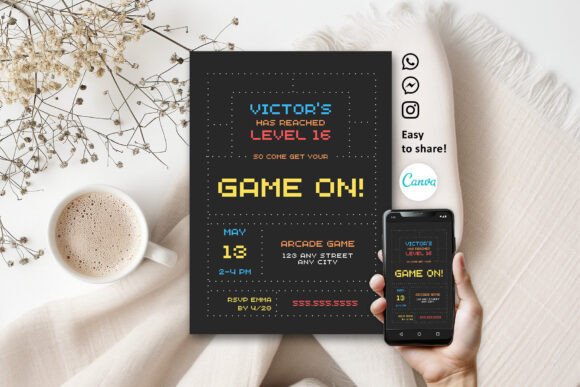 Arcade Game Kids Birthday Invitation: A Digital Template Guide