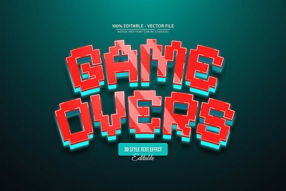 Game Over Red Pixel 3D Text Effect: Bold Retro Style for Modern Design