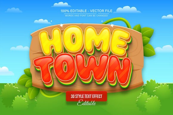 Home Town Comic Game 3d Text Effect: A Bold Vector Asset