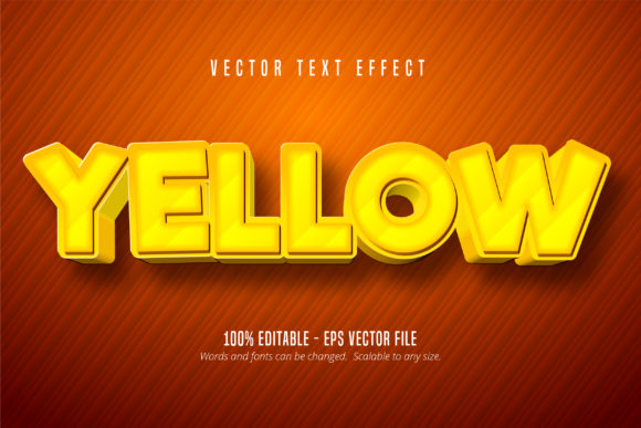Yellow Text, Cartoon Game Style Editable Text Effect